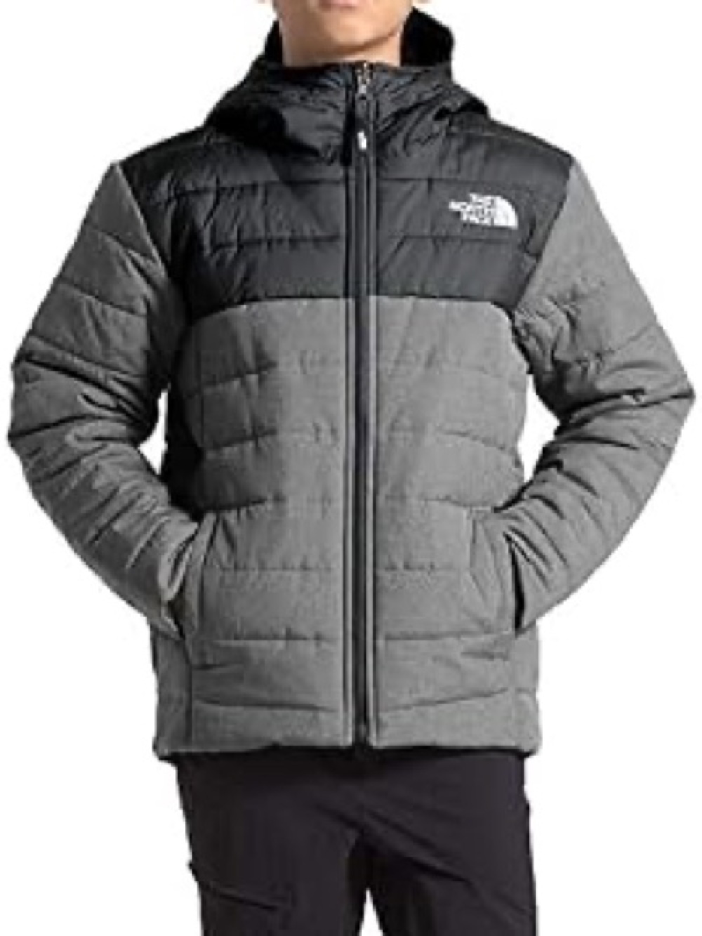 The North Face TNF Perrito Youth Boys L Reversible Puffer Jacket Gray & Black